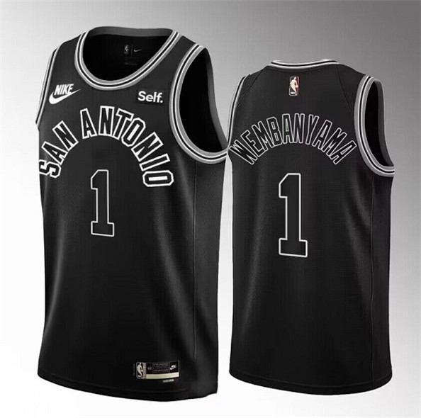 Men's San Antonio Spurs #1 Victor Wembanyama Black 2022-23 Classic Edition Stitched Basketball Jersey