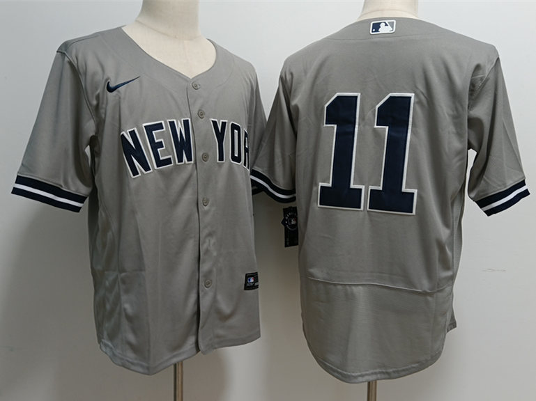 Men's New York Yankees #11 Anthony Volpe Grey Stitched Flex Base Nike Jersey