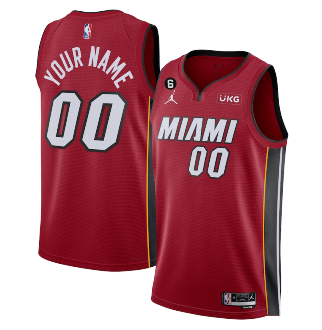 Men's Miami Heat Customized Red Statement Edition With NO.6 Patch Stitched Basketball Jersey