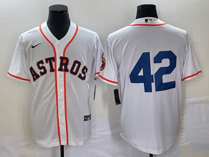 Men's Houston Astros #42 Jackie Robinson White Cool Base Stitched Baseball Jersey