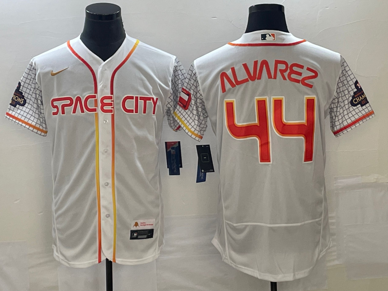 Men's Houston Astros #44 Yordan Alvarez Number White 2023 City Connect Flex Base Stitched Jersey2