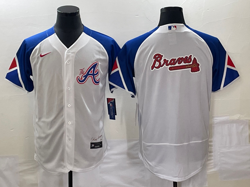 Men's Atlanta Braves Big Logo White 2023 City Connect Flex Base Stitched Baseball Jersey