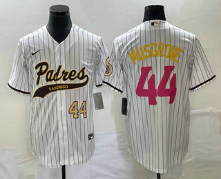 Men's San Diego Padres #44 Joe Musgrove Number White Pinstripe 2023 City Connect Cool Base Stitched Jersey