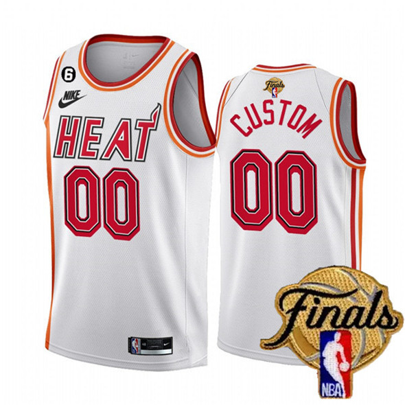 Men's Miami Heat Active Player Custom White 2023 Finals Classic Edition With NO.6 Patch Stitched Basketball Jersey