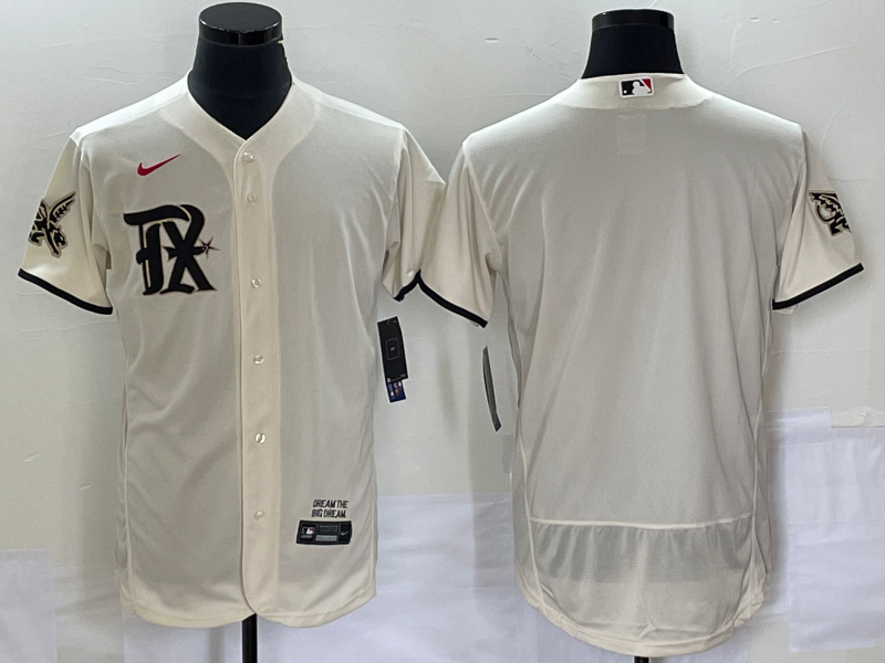 Men's Texas Rangers Blank Cream 2023 City Connect Flex Base Stitched Baseball Jersey