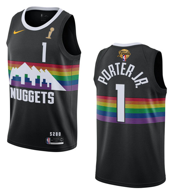 Men's Denver Nuggets #1 Michael Porter Jr. Black 2023 Finals Champions City Edition Stitched Basketball Jersey