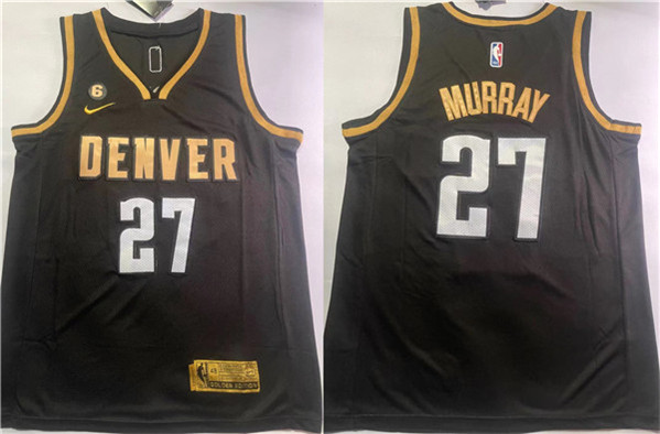 Men's Denver Nuggets #27 Jamal Murray Black With NO.6 Patch Stitched Jersey