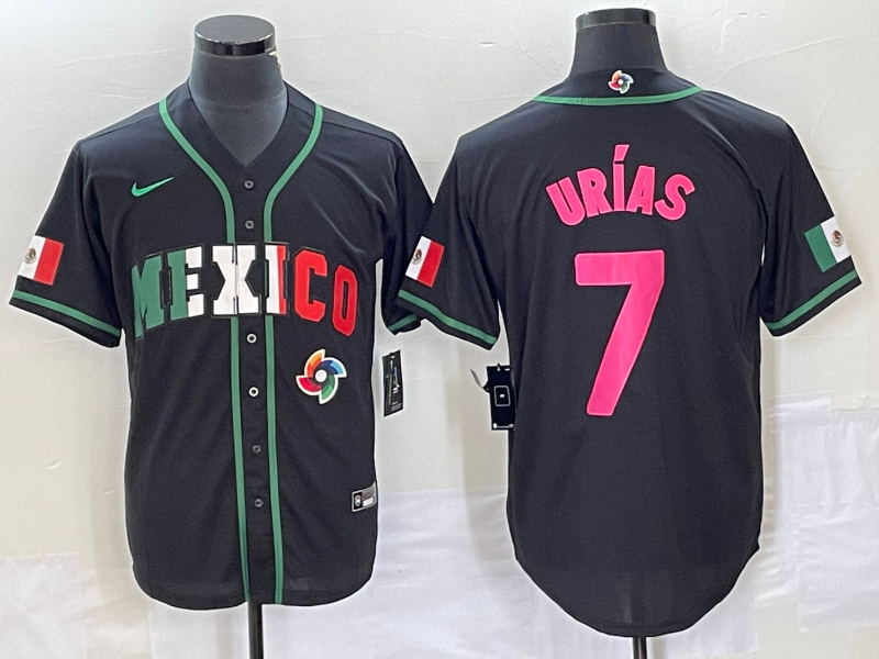 Men's Mexico Baseball #7 Julio Urias 2023 Black World Baseball Classic Stitched Jersey1