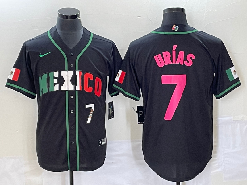 Men's Mexico Baseball #7 Julio Urias Number 2023 Black World Baseball Classic Stitched Jersey