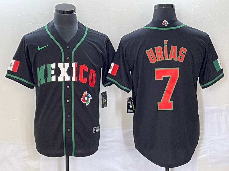 Men's Mexico Baseball #7 Julio Urias 2023 Black World Baseball Classic Stitched Jersey2