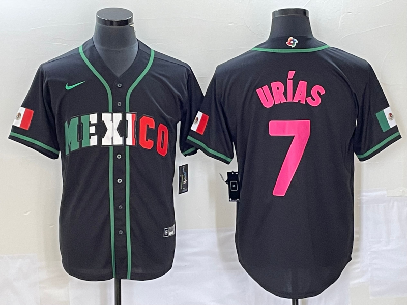 Men's Mexico Baseball #7 Julio Urias 2023 Black World Baseball Classic Stitched Jersey