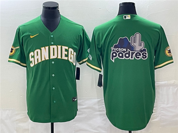 Men's San Diego Padres Green Team Big Logo Cool Base Stitched Baseball Jersey 002