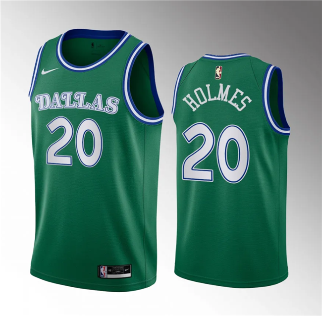 Richaun Holmes Men's Dallas Mavericks #20 2023 Draft Classic Edition Stitched Basketball Jersey - Green