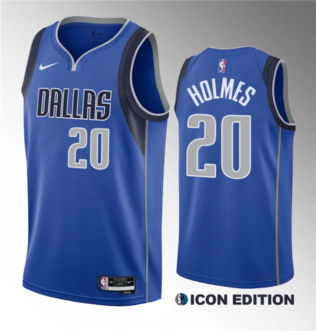 Richaun Holmes Men's Dallas Mavericks #20 2023 Draft Icon Edition Stitched Basketball Jersey - Blue