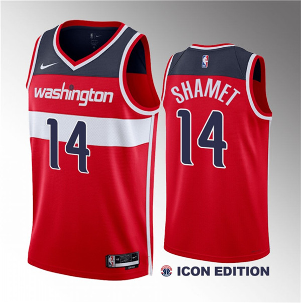 Landry Shamet Men's Washington Wizards #14 2023 Draft Icon Edition Stitched Jersey - Red