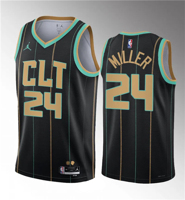 Brandon Miller Men's Charlotte Hornets #24 2023 Draft City Edition Stitched Basketball Jersey - Black