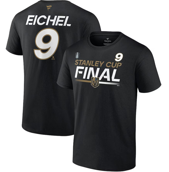 Jack Eichel Men's Vegas Golden Knights #9 2023 Stanley Cup Final Authentic Pro Name & Number T-Shirt - Black