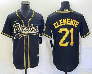 Roberto Clemente Men's Pittsburgh Pirates #21 Cool Base Stitched Baseball Jersey - Black