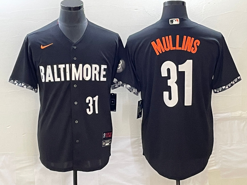 Men's Baltimore Orioles #31 Cedric Mullins Number Black 2023 City Connect Cool Base Stitched Jersey 2