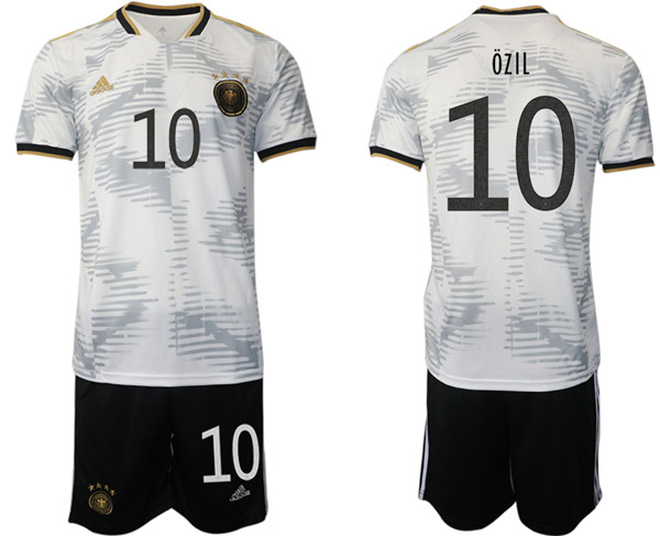 Men's Germany #10 Ozil White Home Soccer Jersey Suit