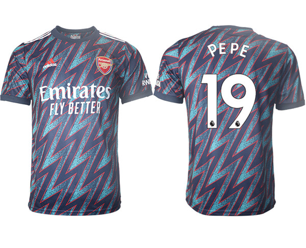 Men's Arsenal F.C #19 Nicolas Pépé Away Soccer Jersey3