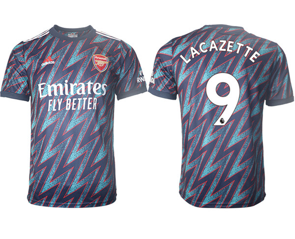 Men's Arsenal F.C #9 Lacazette Away Soccer Jersey7