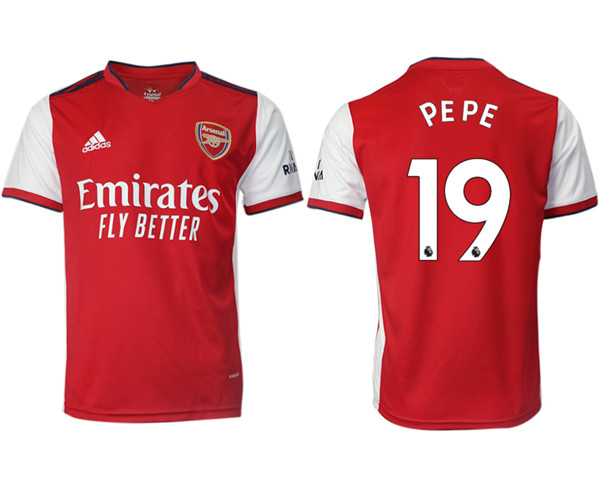 Men's Arsenal F.C #19 Nicolas Pépé Red Home Soccer Jersey1