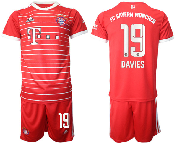 Men's FC Bayern München #19 Alphonso Davies 22-23 Red Home Soccer Jersey Suit