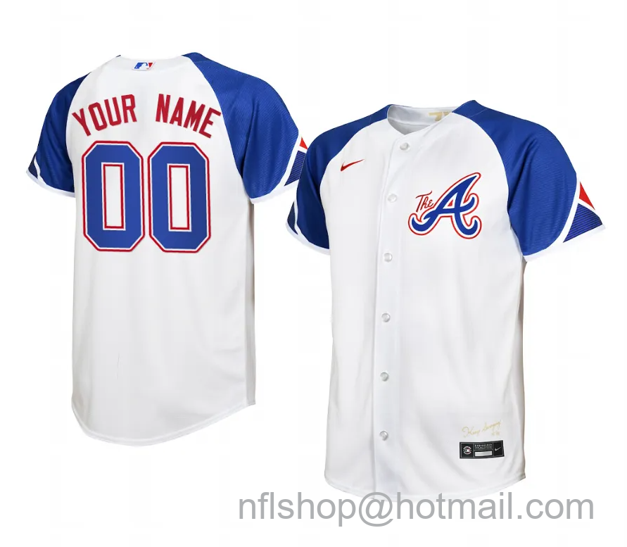 Custom Youth Atlanta Braves 2023 City Connect Cool Base Stitched Baseball Jersey - White