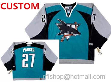 Custom Men's San Jose Sharks 2003 CCM Throwback NHL Home Hockey Jersey - Teal