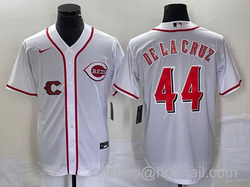 Elly De La Cruz Men's Cincinnati Reds #44 Cool Base Stitched Baseball Jersey - White