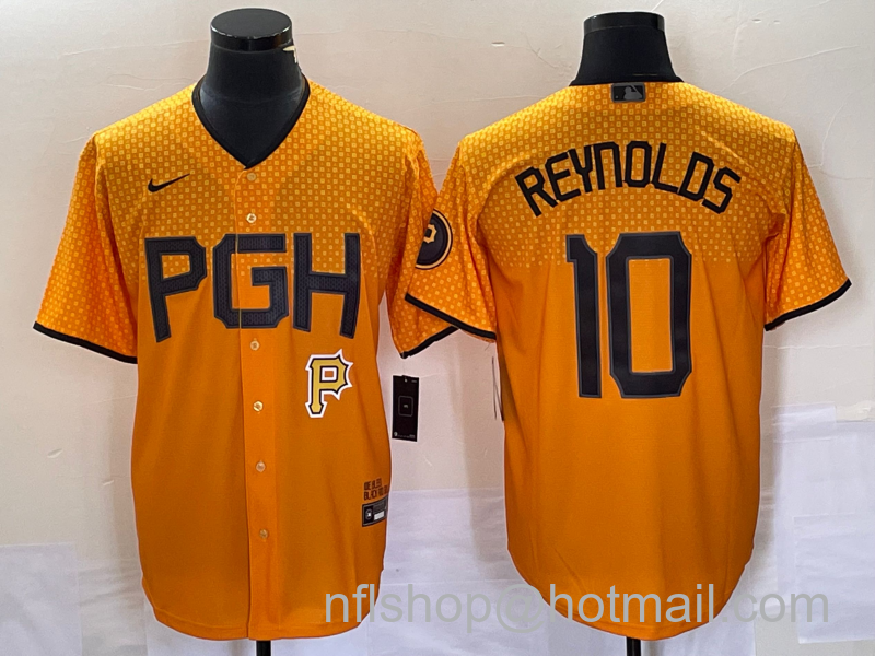 Bryan Reynolds Men's Pittsburgh Pirates #10 2023 City Connect Stitched Jersey - Gold