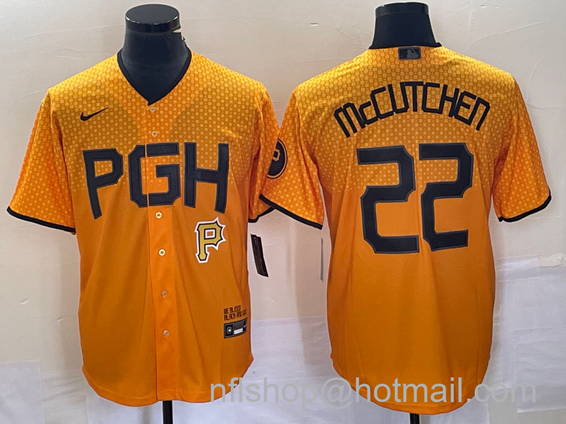 Andrew McCutchen Men's Pittsburgh Pirates #22 2023 City Connect Stitched Jersey - Gold