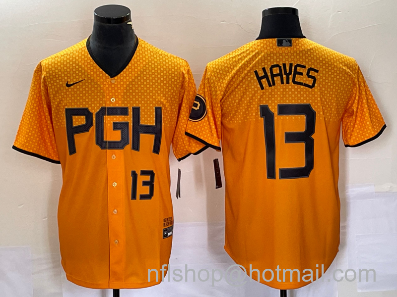 KeBryan Hayes Men's Pittsburgh Pirates #13 Number 2023 City Connect Stitched Jersey1 - Gold