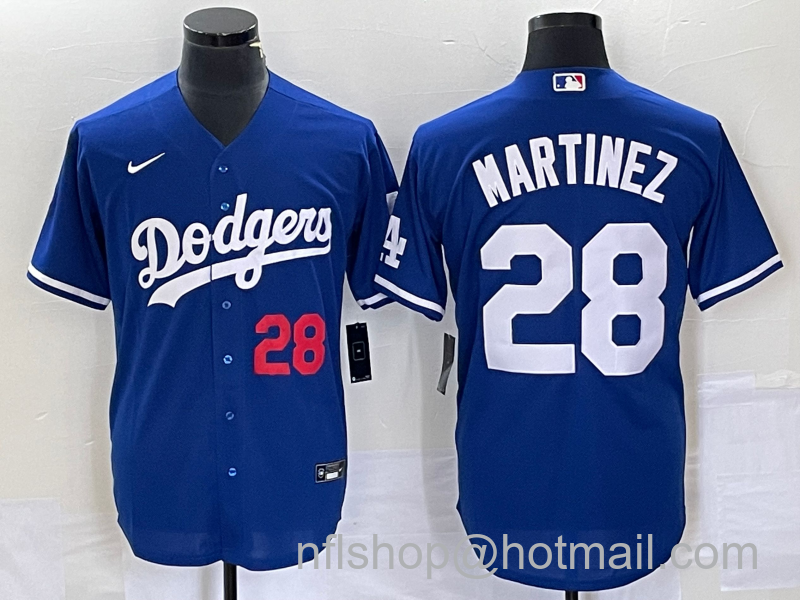 JD Martinez Men's Los Angeles Dodgers #28 Number Stitched Cool Base Nike Jersey - Blue