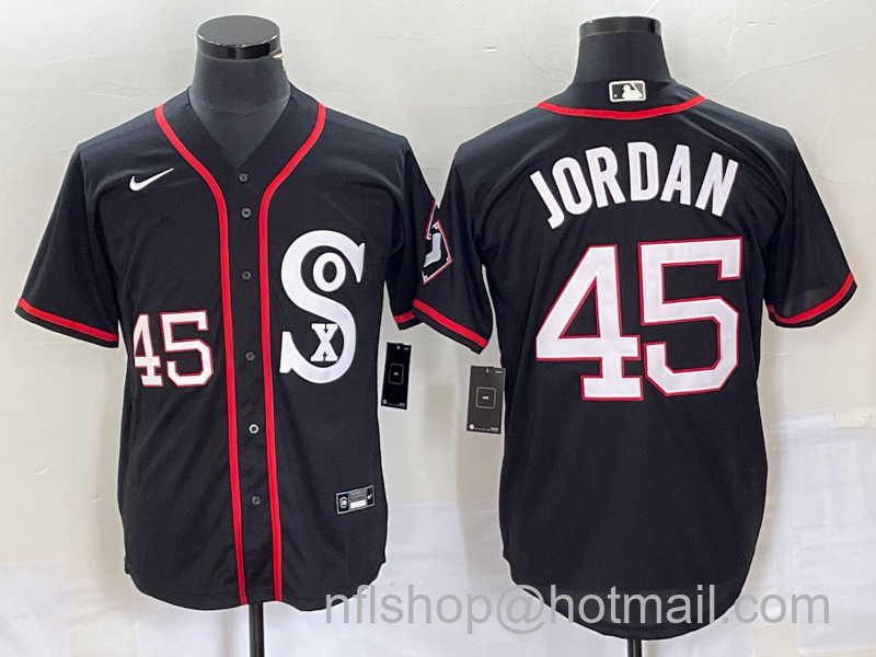 Michael Jordan Men's Chicago White Sox #45 Retro Stitched MLB Nike Cool Base Jersey - Black