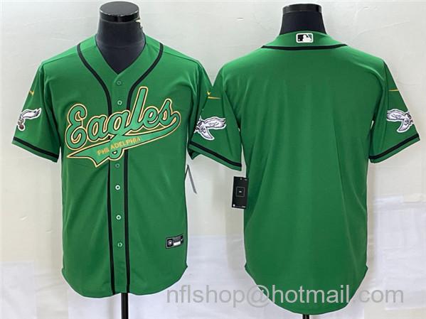 Men's Philadelphia Eagles Blank Cool Base Stitched Baseball Jersey - Green