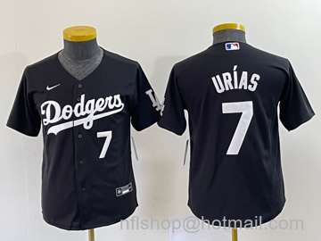 Julio Urias Youth Los Angeles Dodgers #7 Turn Back The Clock Stitched Cool Base Jersey - Number Black