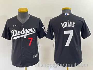 Julio Urias Youth Los Angeles Dodgers #7 Turn Back The Clock Stitched Cool Base Jersey2 - Number Black