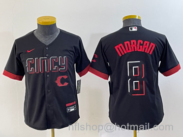 Joe Morgan Youth Cincinnati Reds #8 2023 City Connect Cool Base Stitched Jersey - Black