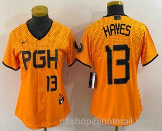 KeBryan Hayes Women's Pittsburgh Pirates #13 Number 2023 City Connect Stitched Jersey1 - Yellow