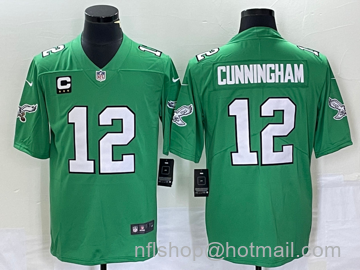 Randall Cunningham Men's Philadelphia Eagles #12 C Patch 2023 Vapor Limited Throwback Jersey - Green