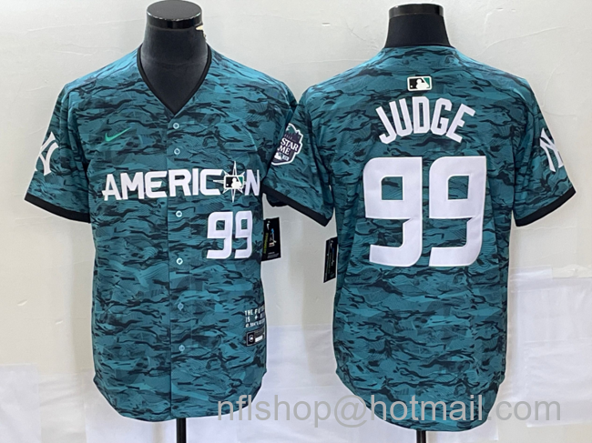 Aaron Judge Men's New York Yankees #99 2023 All star Cool Base Stitched Baseball Jersey - Number Teal