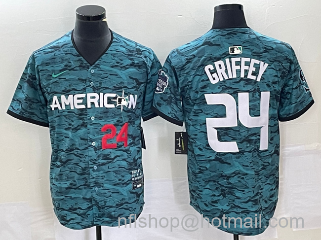 Ken Griffey Men's Seattle Mariners #24 2023 All Star Cool Base Stitched Jersey1 - Number Teal