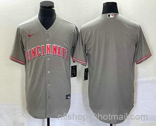 Men's Cincinnati Reds Blank Cool Base Stitched Baseball Jersey - Grey