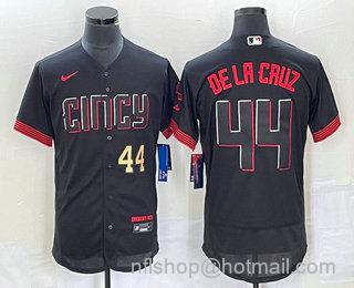 Men's Cincinnati Reds #44 Elly De La Cruz Number Black 2023 City Connect Flex Base Stitched Baseball Jersey2