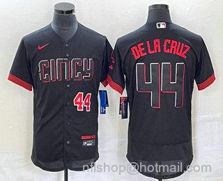 Men's Cincinnati Reds #44 Elly De La Cruz Number Black 2023 City Connect Flex Base Stitched Baseball Jersey4