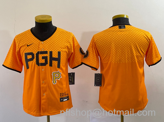 Youth Pittsburgh Pirates Blank 2023 City Connect Stitched Jerseys - Yellow