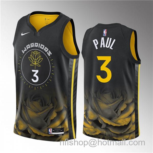 Chris Paul Men's Golden State Warriors #3 City Edition Stitched Basketball Jersey - Black