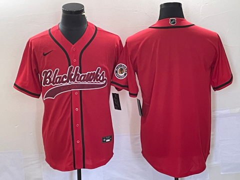 Men's Chicago Blackhawks Blank Cool Base Stitched Baseball Jerseys - Red